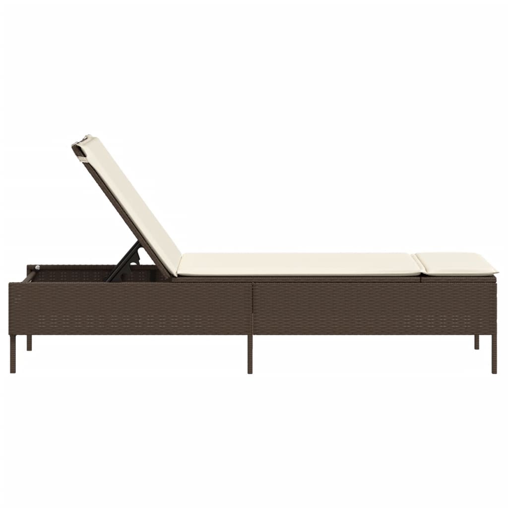 Lettino Prendisole con Cuscino Marrone in Polyrattan - homemem39