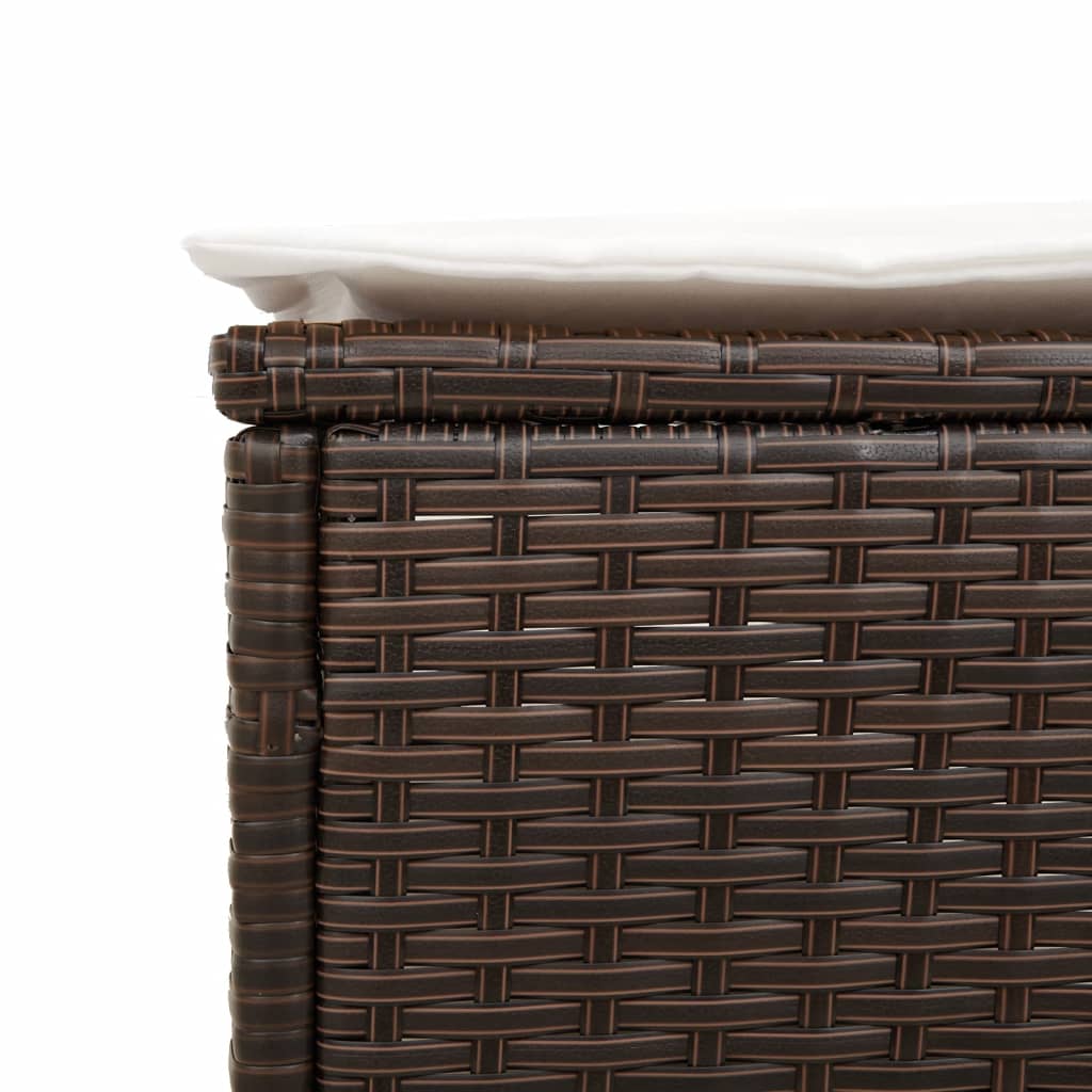 Lettino Prendisole con Cuscino Marrone in Polyrattan - homemem39