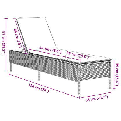 Lettino Prendisole con Cuscino Marrone in Polyrattan - homemem39