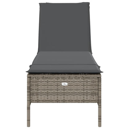 Lettino Prendisole con Cuscino Grigio in Polyrattan - homemem39