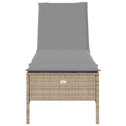 Lettino Prendisole con Cuscini Beige in Polyrattan - homemem39