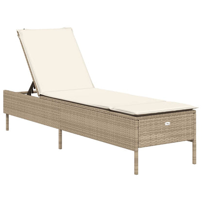 Lettino Prendisole con Cuscini Beige in Polyrattan - homemem39