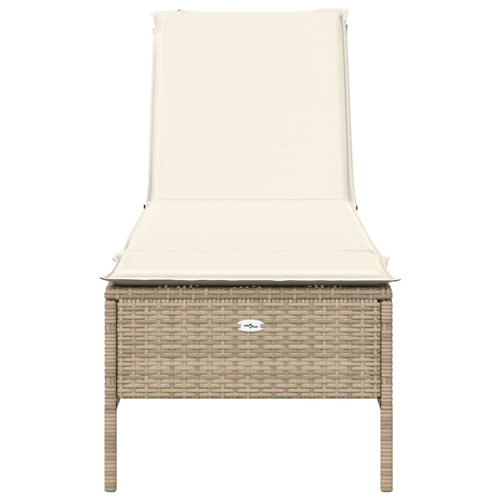 Lettino Prendisole con Cuscini Beige in Polyrattan - homemem39