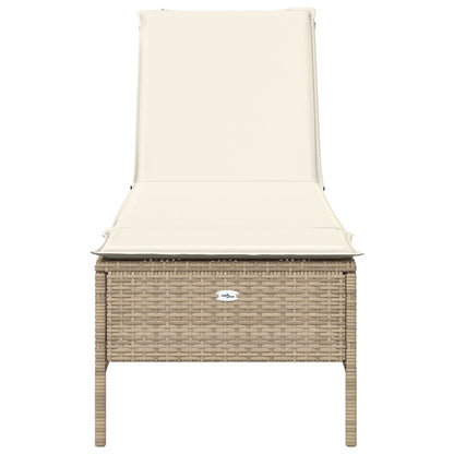 Lettino Prendisole con Cuscini Beige in Polyrattan - homemem39