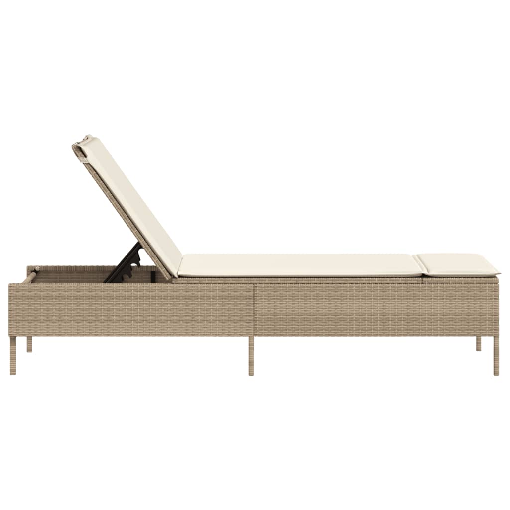 Lettino Prendisole con Cuscini Beige in Polyrattan - homemem39