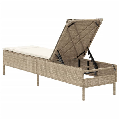 Lettino Prendisole con Cuscini Beige in Polyrattan - homemem39