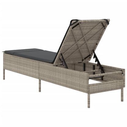 Lettino Prendisole con Cuscino Grigio Chiaro in Polyrattan - homemem39