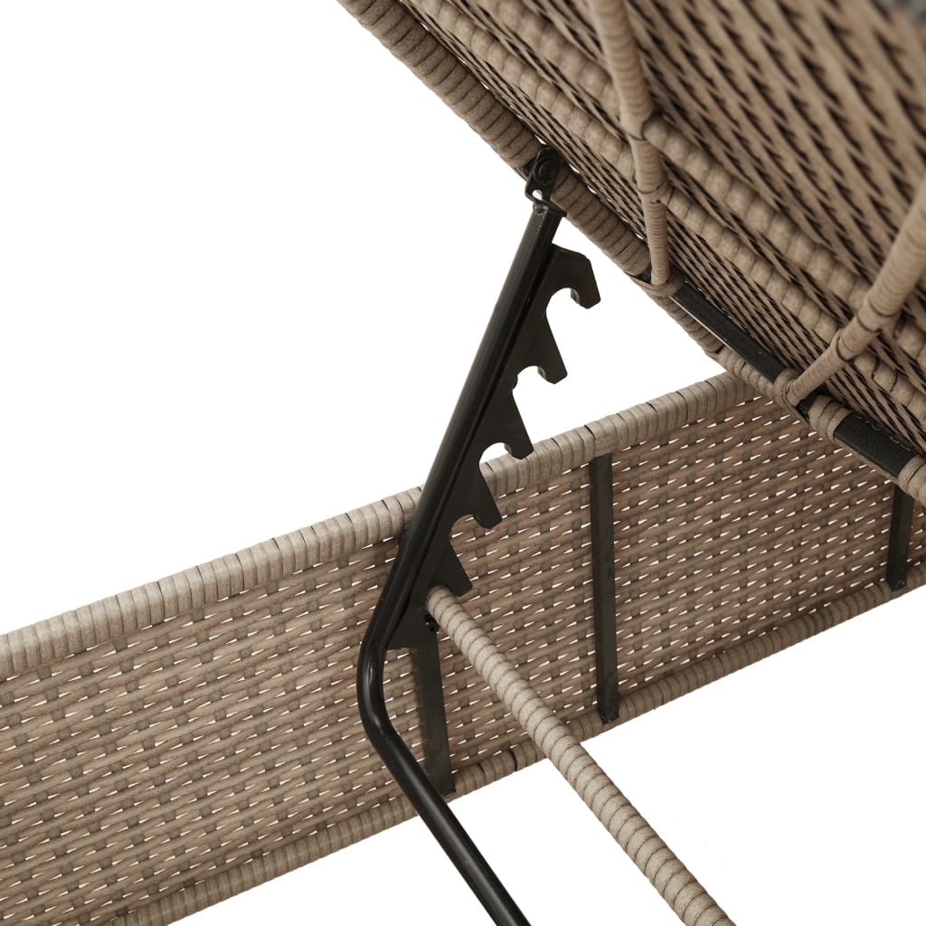 Lettino Prendisole con Tavolo e Cuscino Beige in Polyrattan - homemem39