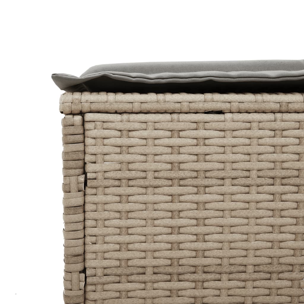 Lettino Prendisole con Tavolo e Cuscino Beige in Polyrattan - homemem39