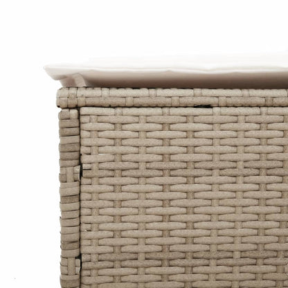 Lettino Prendisole con Tavolo e Cuscino Beige in Polyrattan - homemem39