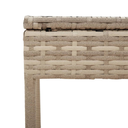 Lettino Prendisole con Tavolo e Cuscino Beige in Polyrattan - homemem39