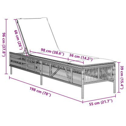 Lettino Prendisole con Cuscino Marrone in Polyrattan