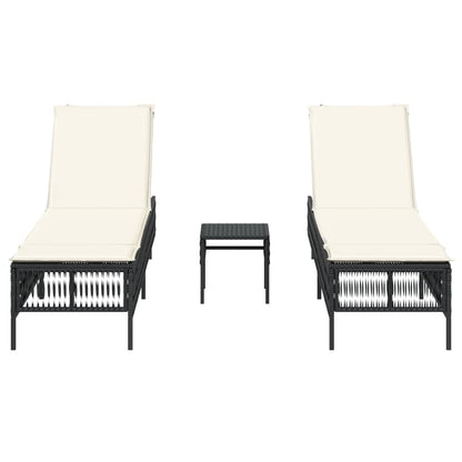 Lettini Prendisole 2 pz con Tavolino Nero in Polyrattan - homemem39