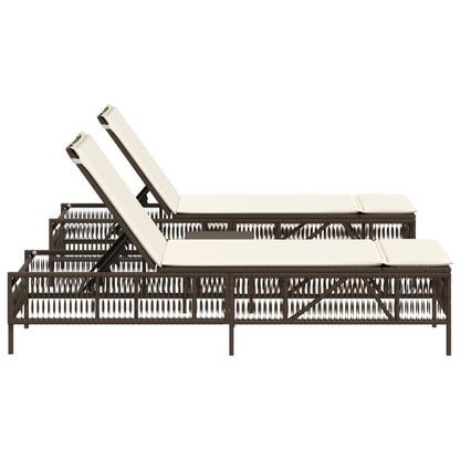 Lettini Prendisole 2 pz con Tavolino Marrone in Polyrattan - homemem39