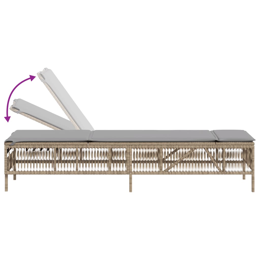 Lettini Prendisole 2 pz con Tavolino Beige in Polyrattan - homemem39