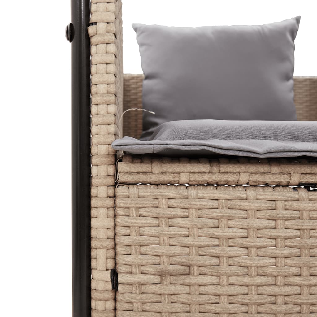 Lettino Prendisole con Tetto e Tende Beige in Polyrattan - homemem39