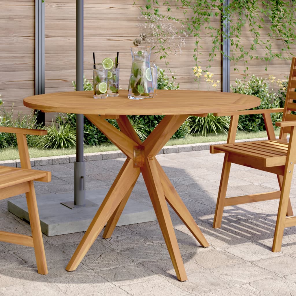 Tavolo da Giardino Rotondo Ø110x75cm in Legno Massello Acacia - homemem39