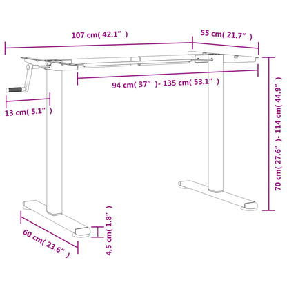 Telaio Scrivania in Piedi Nero (94-135)x60x(70-114)cm Acciaio - homemem39