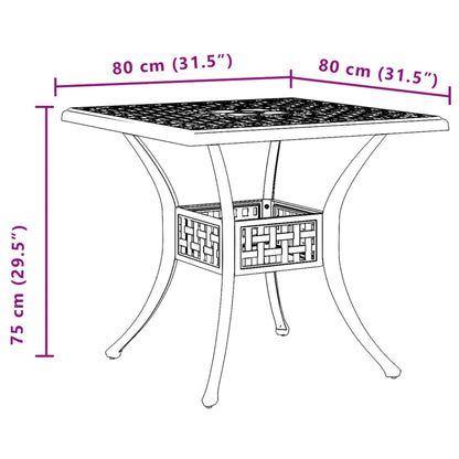 Tavolo da Giardino Nero 80x80x75 cm in Alluminio Pressofuso - homemem39