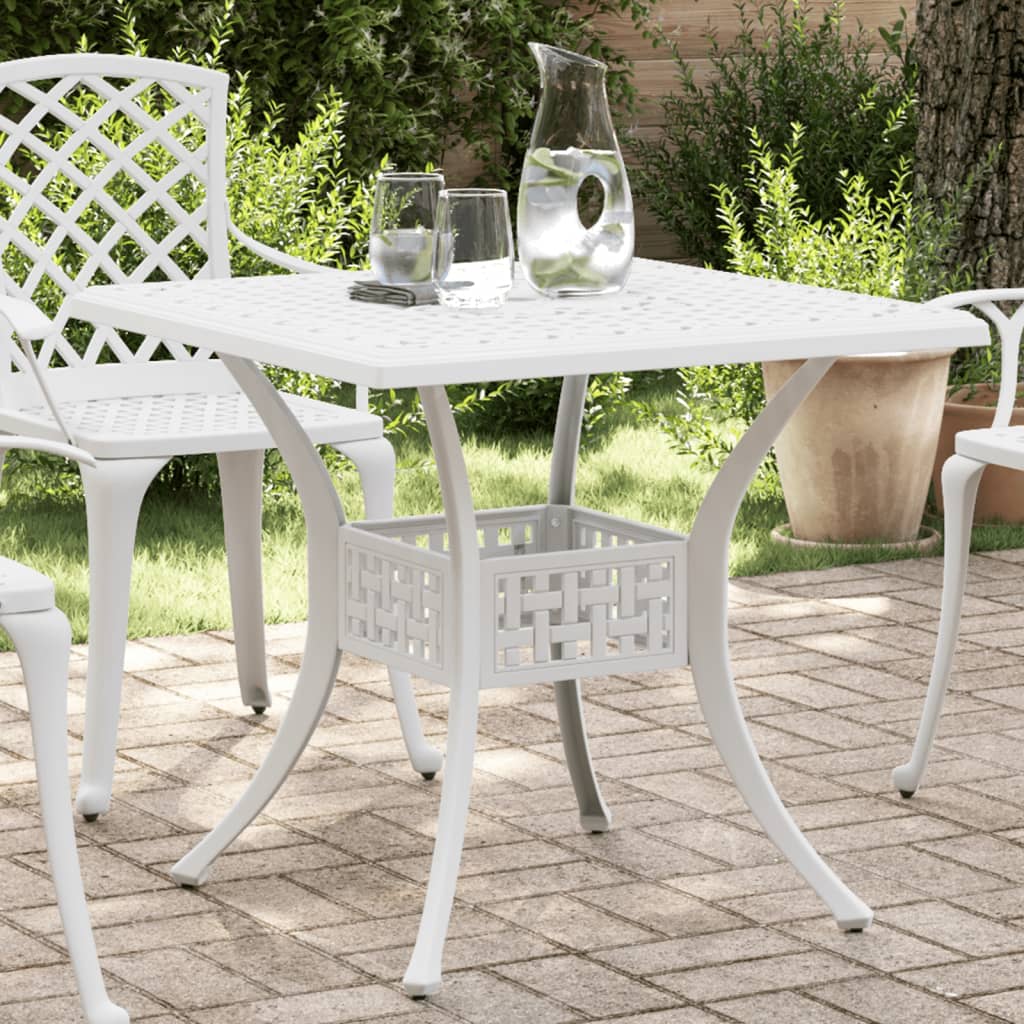 Tavolo da Giardino Bianco 80x80x75 cm in Alluminio Pressofuso - homemem39