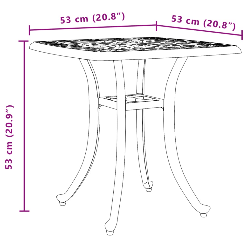 Tavolo da Giardino Bronzo 53x53x53 cm in Alluminio Pressofuso - homemem39