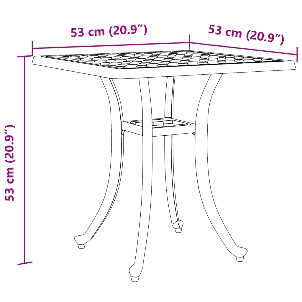 Tavolo da Giardino Bronzo 53x53x53 cm in Alluminio Pressofuso - homemem39