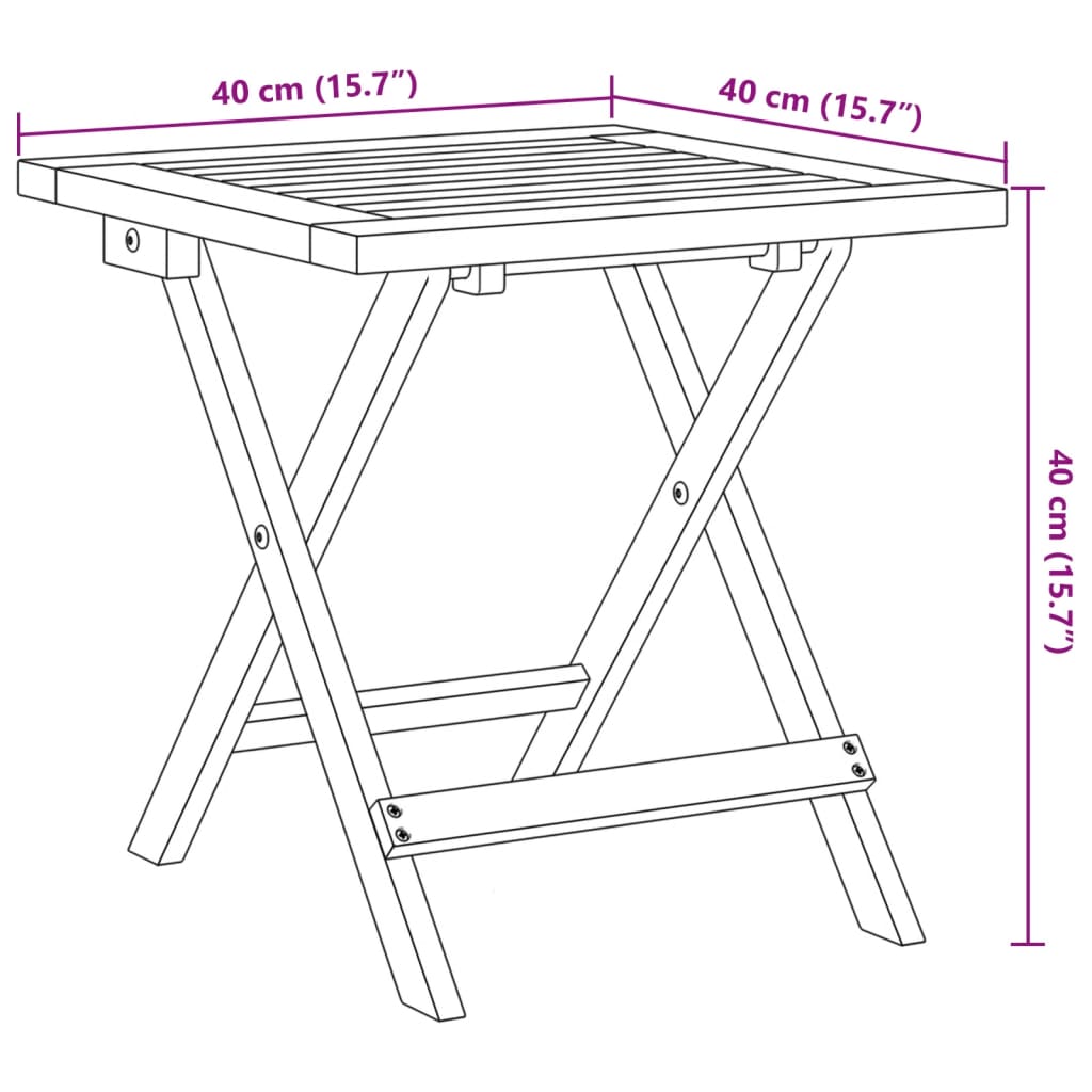 Tavolino da Giardino 40x40x40 cm in Legno Massello di Acacia - homemem39