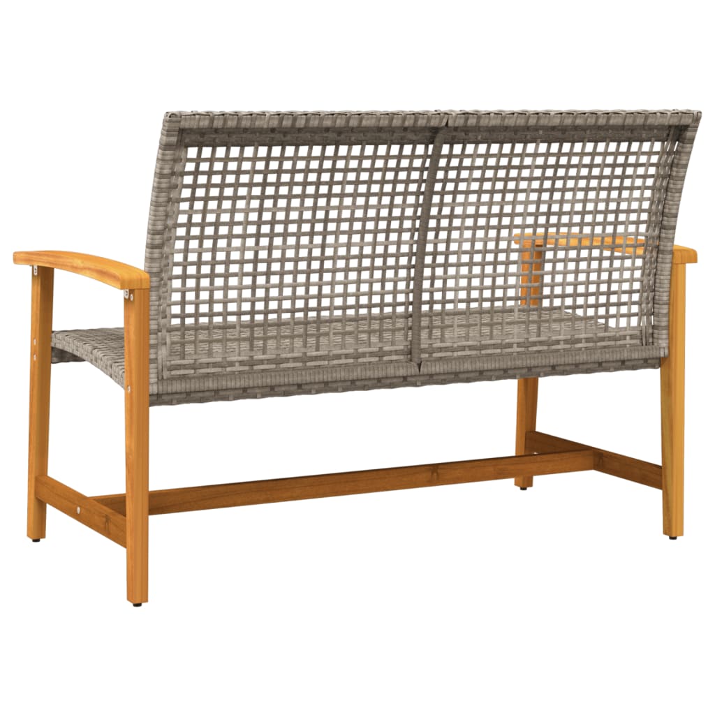 Panca da Giardino Grigia 112 cm in Polyrattan e Legno di Acacia - homemem39