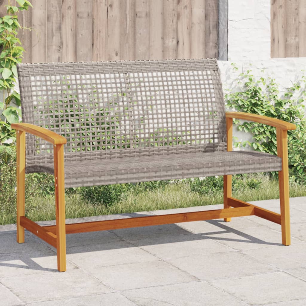 Panca da Giardino Grigia 112 cm in Polyrattan e Legno di Acacia - homemem39