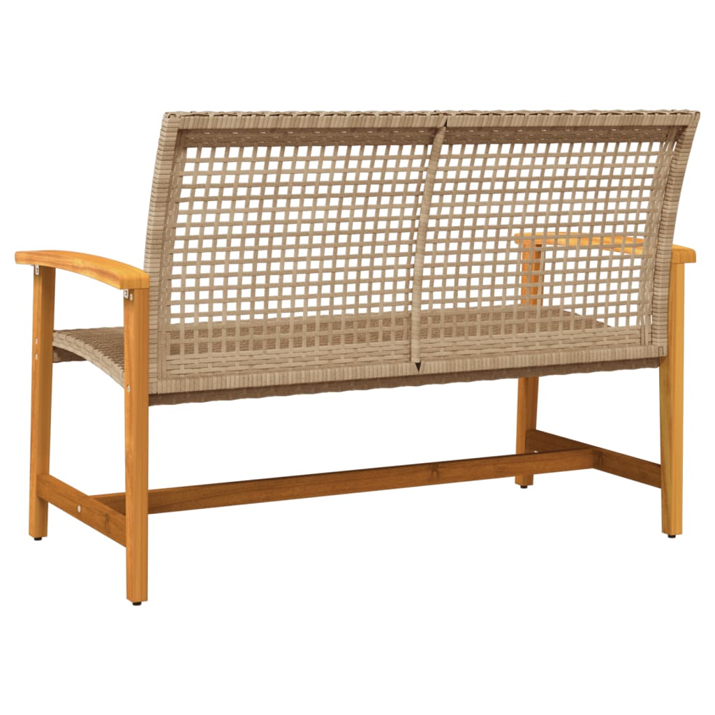 Panca da Giardino Beige 112 cm in Polyrattan e Legno di Acacia - homemem39