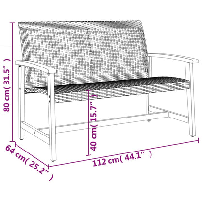 Set Salotto da Giardino 5 pz Nero in Polyrattan e Legno Acacia - homemem39