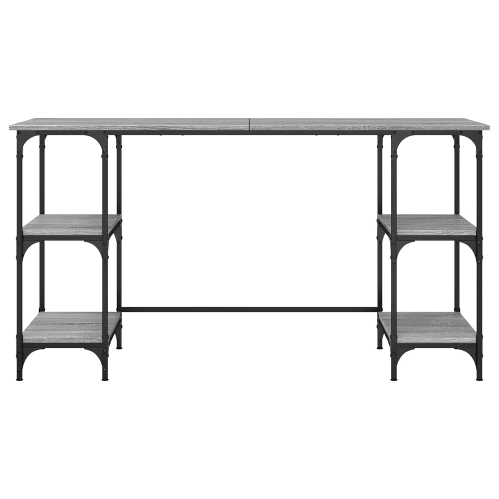 Scrivania Grigio Sonoma 140x50x75cm Metallo e Legno Multistrato - homemem39