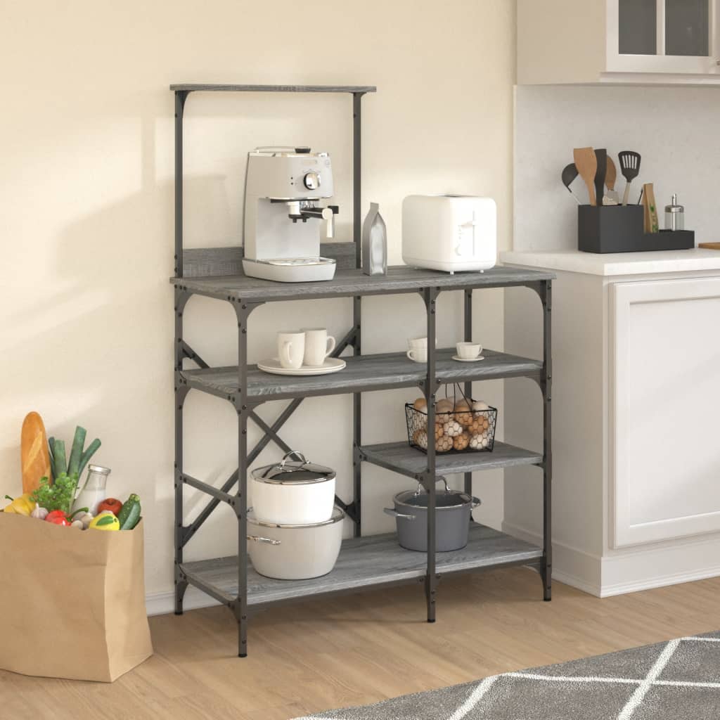 Mobile Cucina Grigio Sonoma 90x40x132 cm Multistrato e Metallo - homemem39