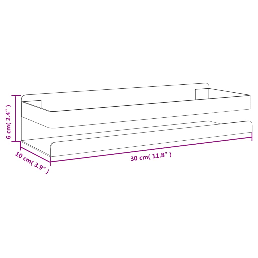 Mensola per Doccia 30x10x6 cm in Acciaio Inox 304 Spazzolato