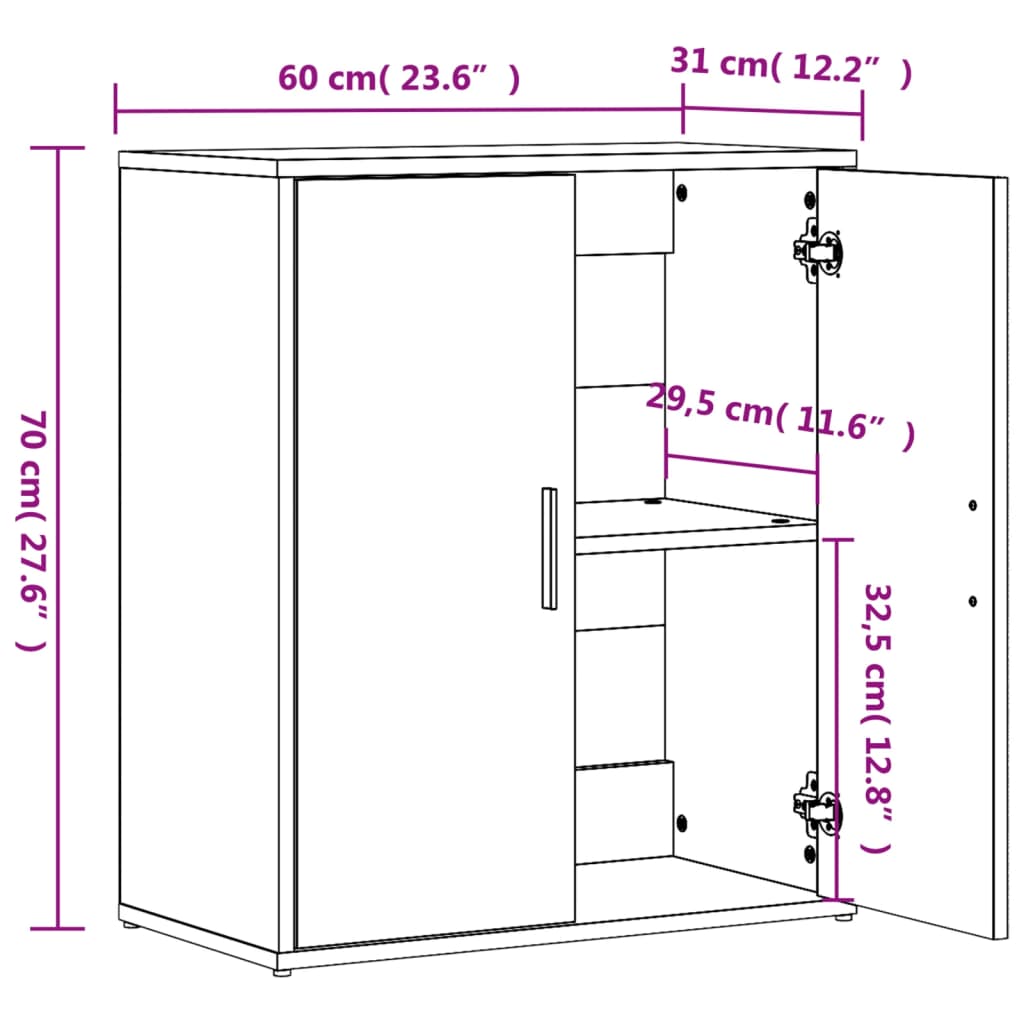 Credenza Bianco 60x31x70 cm in Legno Multistrato - homemem39