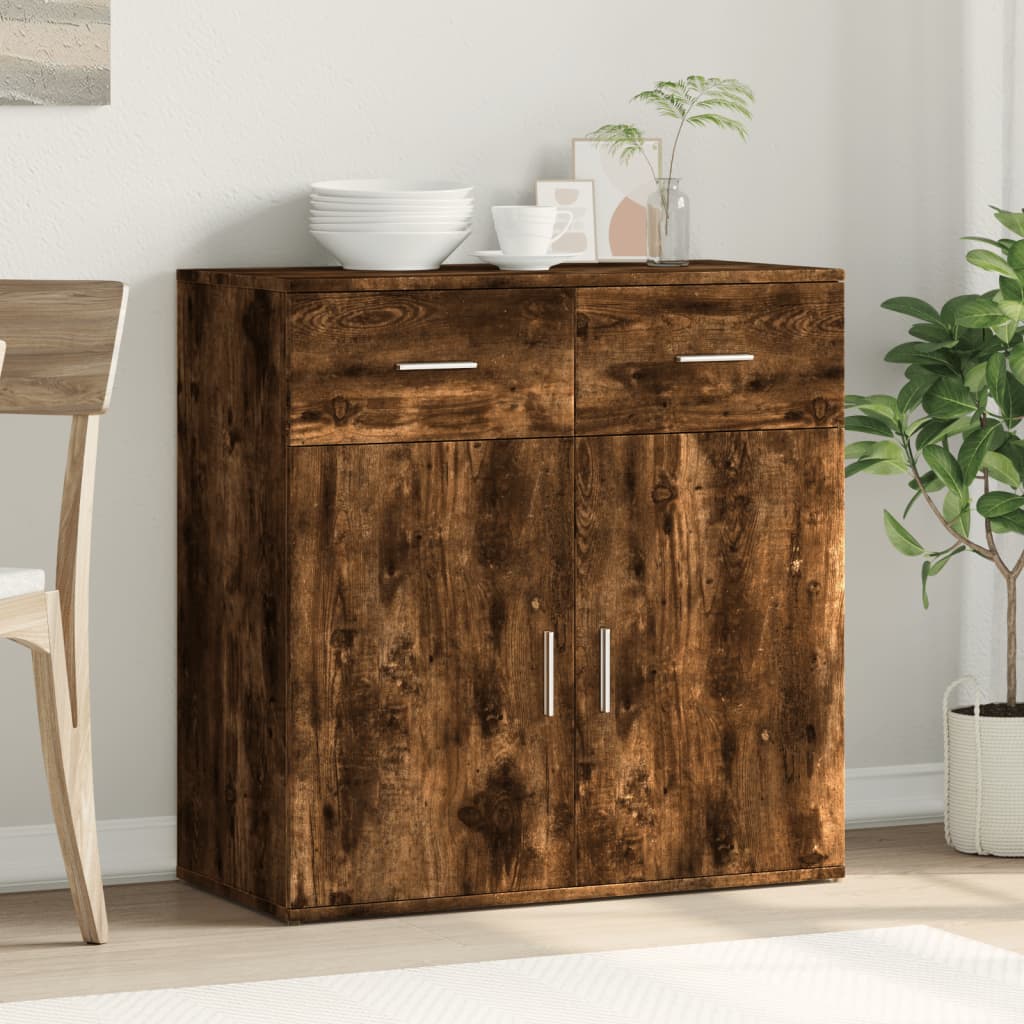 Credenza Rovere Fumo 79x38x80 cm in Legno Multistrato