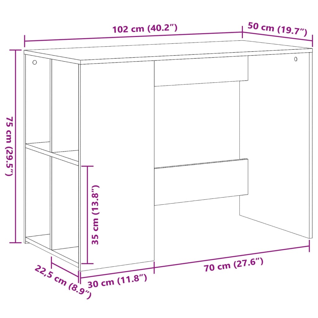 Scrivania Rovere Sonoma 102x50x75 cm in Legno Multistrato - homemem39