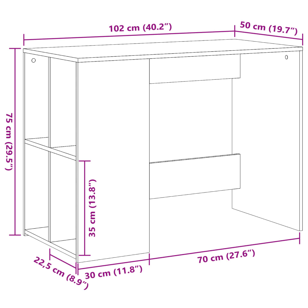 Scrivania Grigio Sonoma 102x50x75 cm in Legno Multistrato - homemem39