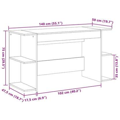 Scrivania Grigio Cemento 140x50x75 cm in Legno Multistrato - homemem39