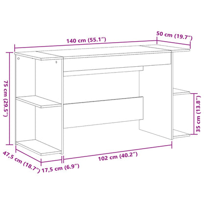 Scrivania Rovere Fumo 140x50x75 cm in Legno Multistrato - homemem39