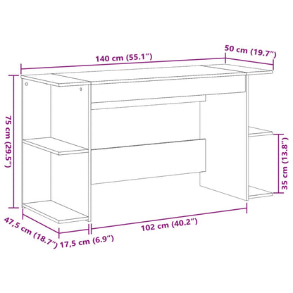 Scrivania Rovere Marrone 140x50x75 cm in Legno Multistrato - homemem39