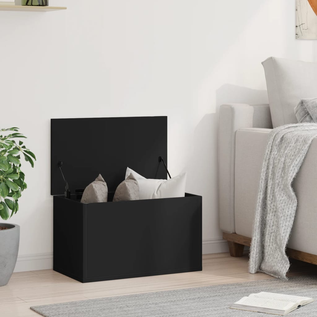 Contenitore Portaoggetti Nero 60x35x35 cm in Truciolato - homemem39