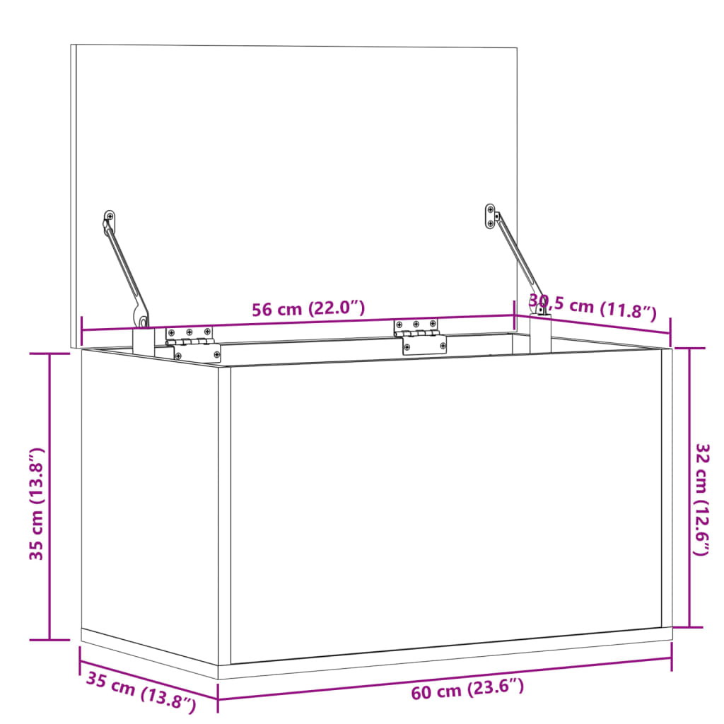 Contenitore Portaoggetti Rovere Fumo 60x35x35 cm in Truciolato