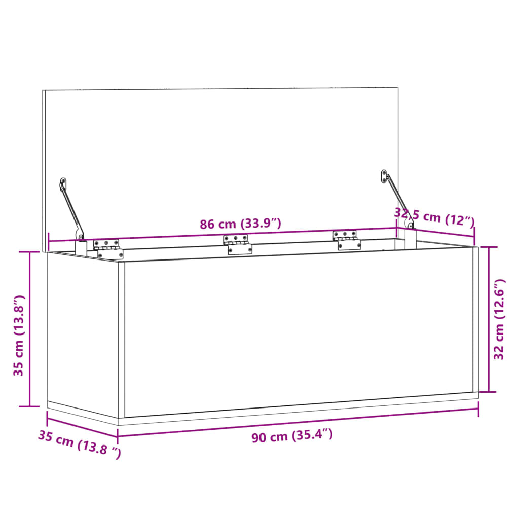 Betongrauer Vorratsbehälter 90x35x35cm Spanplatte