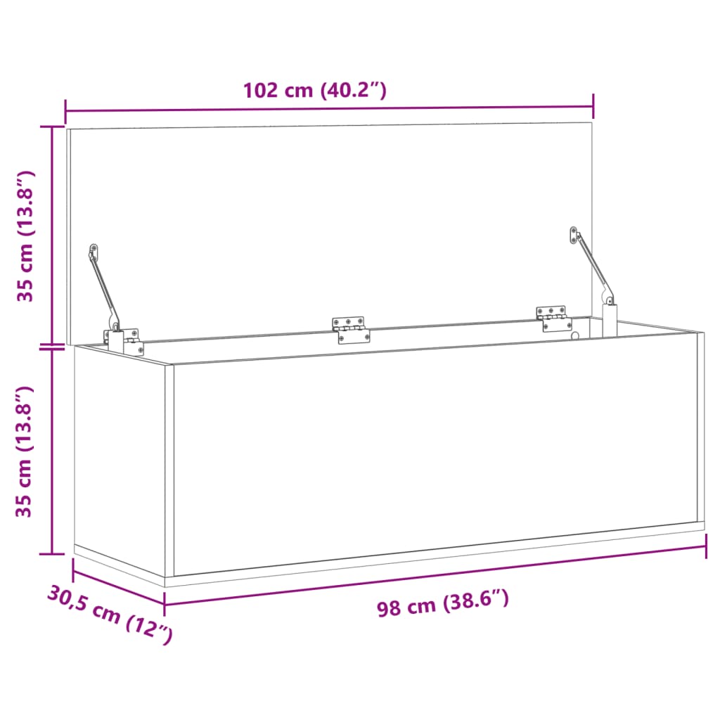 Contenitore Portaoggetti Grigio Cemento 102x35x35cm Truciolato - homemem39