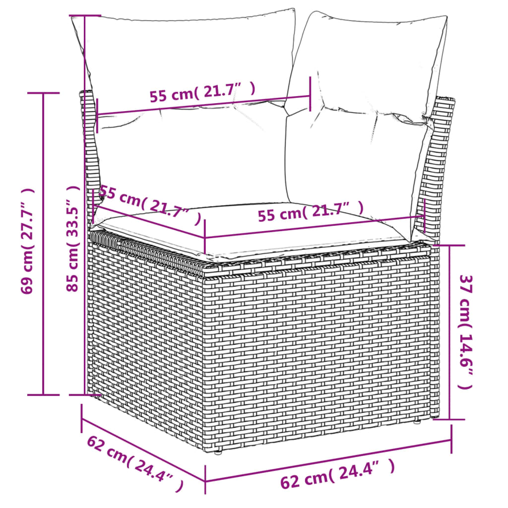 Set Divani da Giardino 14pz con Cuscini in Polyrattan Nero - homemem39