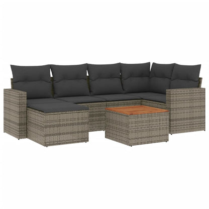 Set Divani da Giardino 7 pz con Cuscini Grigio in Polyrattan - homemem39