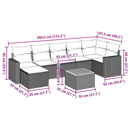 Set Divani da Giardino con Cuscini 8 pz Nero in Polyrattan - homemem39