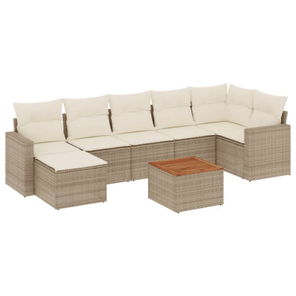 Set Divano da Giardino 8 pz con Cuscini Beige in Polyrattan - homemem39