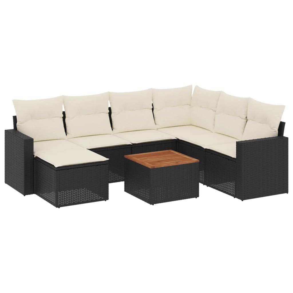 Set Divani da Giardino con Cuscini 8 pz Nero in Polyrattan - homemem39